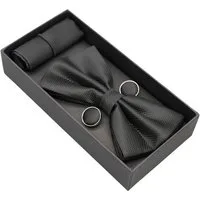 ANTALUX Fliege Elegantes 4-teiliges Herren-Set: Fliege, Tuch & Manschettenknöpfe