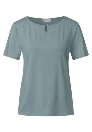 Street One - Jersey-Shirt mit Cut-Out blau - Gr. - 36