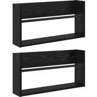 vidaXL Zeitungsständer Magazinregal 2 Stk. Schwarz Eichen-Optik 60 x 12 x 30 cm (2 St)
