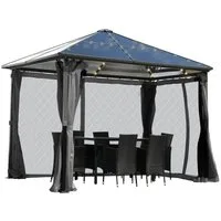 BRAST Pavillon Summerdream Aluminium 3x3m inkl. Moskitonetz, TÜV wasserdicht UV-Schutz festes Dach