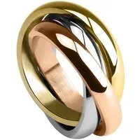 Taffstyle Fingerring Damen Ring Edelstahl Tricolor Gold Silber Rose Elegant Dreier Ring (Zeitloser Damenring in drei Farben mit glänzendem Design)