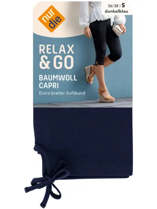 NUR DIE Damen Baumwoll Capri Freizeithose - Relax & Go
