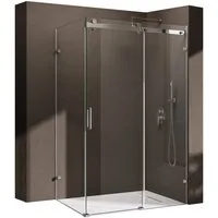doporro Eckdusche Duschkabine Duschabtrennung Schiebetür ESG mit Nano H:195cm Rav17-2K, BxT: 100x70 cm, ebenerdiger Einbau möglich