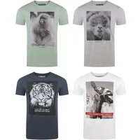 riverso T-Shirt Herren Fotoprintshirt RIVCharly Regular Fit (4-tlg) Kurzarm Tee Shirt mit Rundhalsausschnitt aus 100% Baumwolle