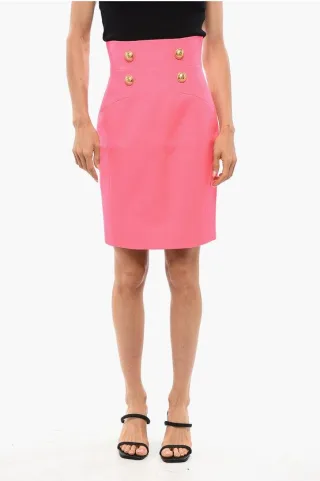 Zweireihige Designer-Longuette aus Wolle in Pink