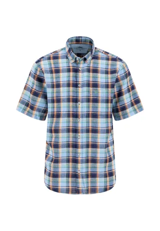 FYNCH-HATTON - Summer Linen Check, B.D., 1/2 marine - Gr. - XL