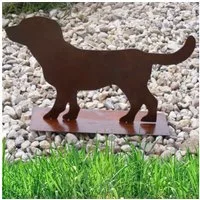 Rostikal Gartenfigur Hund Deko Figur Garten Tierfigur, (1 St), Echter Rost