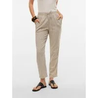 Vero Moda Schlupfhose VMJESMILO MW ANKLE PANTS WVN NOOS mit Leinen, elastisches Bündchen und Kordelzug