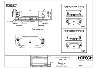 Hoesch Monolith Einbau Whirlwanne iSensi Vorwand 1800x800 mit Tergum Weiss/Chrom/Motor rechts 3848N.010305001