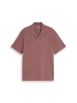 Denim Tom Tailor - Relaxed Fit Resort Poloshirt mit Waffelstruktur rose taupe - Gr. - M