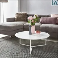 FINEBUY Couchtisch FB45682 80cm Rund Weiß Matt Design Wohnzimmertisch Sofa Beistell (MDF Holz Weiß Matt Gestell Metall ø 80 cm Rund), Großer Wohnzimmertisch, Sofatisch Kaffeetisch