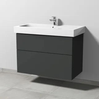 Sanipa 3way Waschtischunterbau zu Geberit iCon Waschtisch mit 2 Auszügen, Graphit-Matt SP6521B