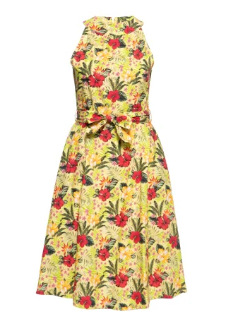 Queen Kerosin Damen Swing Kleid gelb