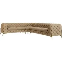 S-Style Möbel Ecksofa Ashley, Chesterfield mit Goldenen Metall Füßen, mit Wellenfederung