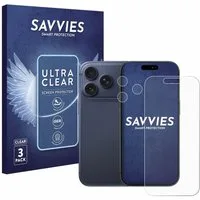 Savvies Displayschutzfolie Schutzfolie für Apple iPhone 17 Pro (Display+Kamera), 6 Stück, Displayschutz Schutz Folie Klar Transparent