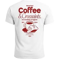 Neverless Print-Shirt Herren T-Shirt Backprint Grafikshirt Rückendruck Coffee Croissant mit Print