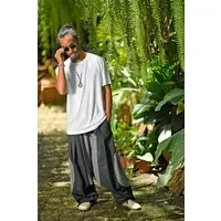 virblatt Haremshose Herren & Haremshose Damen, Baumwolle, Goa Hose Aladinhose Hippie 2 Taschen mit Reißverschluss