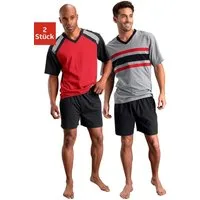 le jogger® Pyjama (Packung, 4 tlg., 2 Stück) Schlafanzug mit kontrastfarbigen Einsätzen