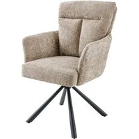 riess-ambiente Polsterstuhl BIG GEORGE beige – Strukturstoff, Metallgestell, mit Armlehnen (Einzelartikel, 1 St), 360° drehbar mit Federkern – ideal für bequemes Sitzen im Esszimmer
