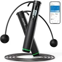 RENPHO Springseil Smartes Springseil 2-in-1 Q008, Smart, gewichtet, verschleißfest, Display, Zähler, App, 2-in-1