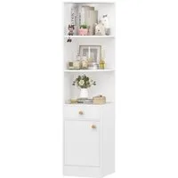JEOBEST Bücherregal Modernes Eckregal Hochschrank 160cm, Standregal Lagerregal, 1St. 3 Offene Regale Eck-Bücherschrank,1 Schublade,1 Schrank mit Türen