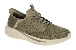 Skechers 210889 KHK Herren Slipper Gr?n Khaki Vegan Air Cooled Memory Foam