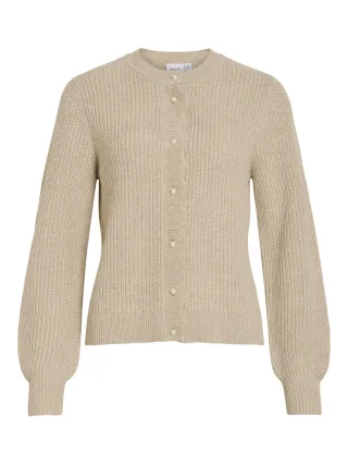 VILA - VICUTIE O-NECK L/S KNIT CARDIGAN/PB Natural Melange - Gr. - M