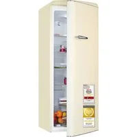 exquisit Kühlschrank RKS325-V-H-160C magnolienweiss, 146,5 cm hoch, 54,5 cm breit, LED-Beleuchtung, verstellbare Glasböden, Retro-Design