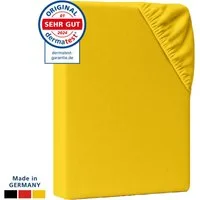 AM Qualitätsmatratzen Spannbettlaken Baumwolle in gelb, Bettlaken für Matratzen, Made in Germany, Baumwolle, Gummizug: rundum, (1 Stück), 90x200x30