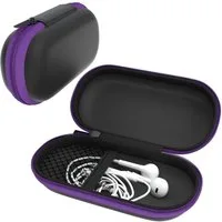 EAZY CASE Kopfhörer-Schutzhülle Universal Tasche für In-Ear Kopfhörer mit Netzfach, Box Kratzschutz Kopfhörer Reißverschluss und Netzfach klein oval Lila