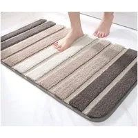 Vivi Idee Badematte Badteppich, TPR-Gummi rutschfest beschichtet, 50x80cm, Streife, Oberflächenmaterial 100% Polyester, strapazierfähig, rechteckig