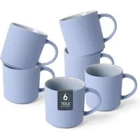 OTTO home Becher Kaffeebecher Ylvii, 6er Set, 6-tlg., Steinzeug, Riffeloptik, spülmaschinenfest und mikrowellengeeignet, 460 ml