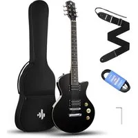 Donner E-Gitarre 39" Solid Body H-H Pickups Gitarren für Rock, Blues, Pop &Punk DSC-128, Gitarrenkoffer, Gurt, Kabel, Gitarrenkoffer, Gurt, Kabel, Solid Body Für Anfänger