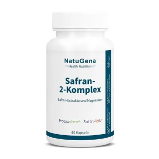 NatuGena Safran-2-Komplex | 60 Kapseln | Safran-Extrakte aus Saffr‘Activ® und Probiostress™ + Magnesium | vegan