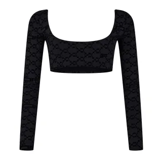 Off-White - Kurzes Top für Damen, Nylon (Schwarz bedruckt)