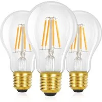 ZMH LED-Leuchtmittel E27 A60, Vintage Edison Glühbirne 4W, 2700K warmweiß, E27, 3 St., warmweiß, Filament klar, Retro LED-Lampe