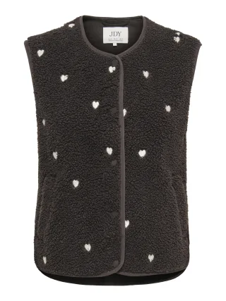 JDY - JDYSIMINA TEDDY HEART EMB WAISTCOAT OTW Chocolate Torte - Gr. - L