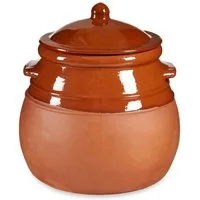 Annastore Dampfgartopf Tontopf mit Deckel- Stewpot Eintopf - Schmortopf - Tongeschirr, Topf aus Ton mit Deckel teilglasiert