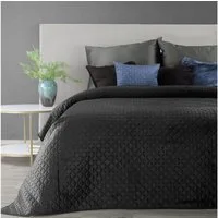 Eurofirany Tagesdecke Gesteppte Decke Velours Karomuster Weicher Überwurf, Eleganter Bettüberwurf Doppelbett