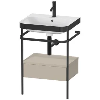 Duravit Happy D.2 Plus c-bonded Set mit Metallkonsole und Schubkasten Taupe Seidenmatt 575x490x850 m HP4740O6060