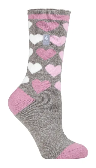 Heat Holders Lite - Womens isoliert thermische Socken | Mehrere Designs einschließlich Argyle Streifen Herzen Sterne | Warme Socken für den Winter - Grau (Paris)