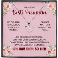 22Feels Schmuckset Beste Freundin Geschenk Bestie BFFs Frauen Mädchen Herz Halskette (inkl. Geschenktasche, Karte(n), Poliertuch, Beutel), Silber 925/000, Karte Made In Germany