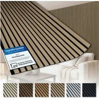AKUSTIKO Wanddekoobjekt AK01 (Lamella Akustikpaneele 4 Stück 280x60cm - flexible Filz MDF Wandpaneele fugenlos - überlappende Holz Lamellenwand Raumgestaltung - Akustik Wandverkleidung von HEXIM (6.72m² Light Oak)