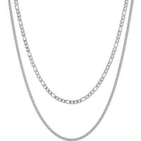 Hey Happiness Collier Layered Duo, Damen Layer Kette, Doppelte Panzer und Gliederkette, wasserfest