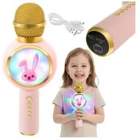 IZOXIS Mikrofon Kabelloses Bluetooth-Karaoke-Mikrofon für Kinder mit Hasenlautsprecher (Kabelloses Bluetooth-Kinder-Mikrofon Hasenmotiv, 800-mAh Akku), Kabellos, kinderfreundlich, Hasenmotiv