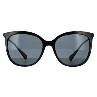 Ralph by Ralph Lauren Butterfly Ladies Shiny Black Dark Grey Polarised Sunglasses