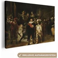 OneMillionCanvasses® Leinwandbild Die Nachtwache - Kunst - Alte Meister - Rembrandt, Fotodruck (1 St), Leinwand Bilder Klein, Wand Dekoration Aesthetic 30x20 cm