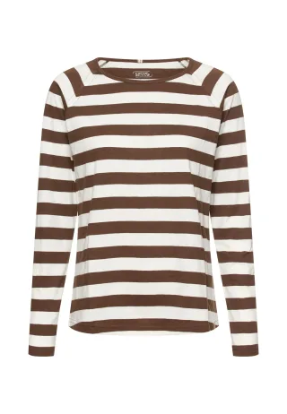 camel active - Langarmshirt aus reiner Baumwolle brown/milk white - Gr. - S