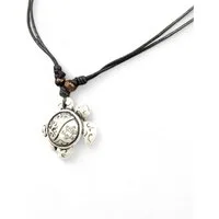 Eyecatcher Edelstahlkette Schöne Schildkröte Halskette Halsband mit Meeresfeeling Naturfans weiß (Halskette, inkl. Samtsäckchen)