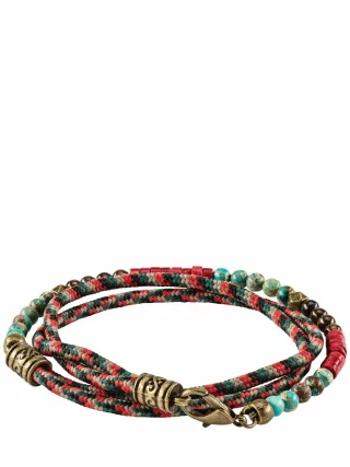 Mey & Edlich Herren Buffet-Armband Braun Baumwolle, Tigerauge, Jaspis, Messing (vergoldet), Zinn (vergoldet)